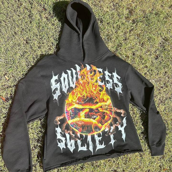 Soulless Society Print Long Sleeve Hoodies