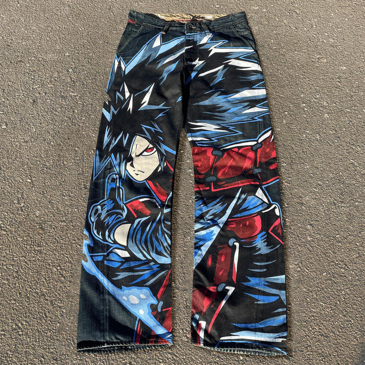 Comic trendy brand retro street jeans