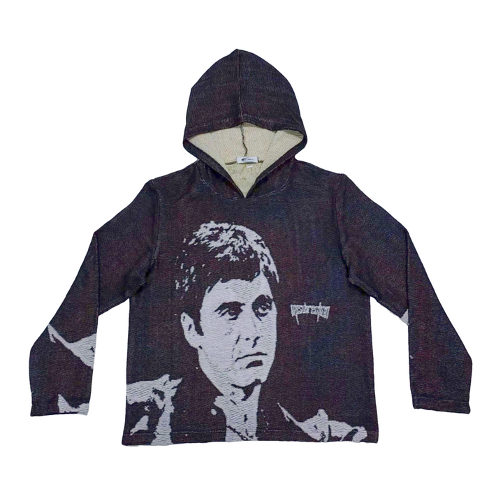 casual street print tapestry hoodie