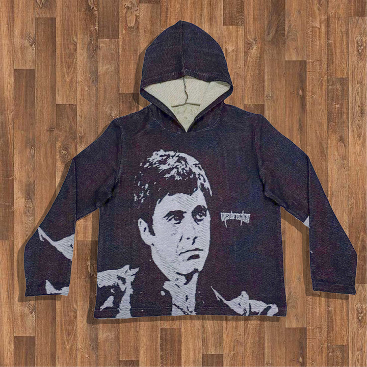 casual street print tapestry hoodie