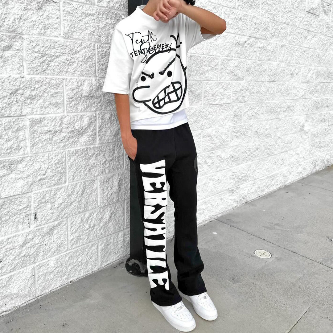 Versatile Print T-shirt Sweatpants Two Piece Set