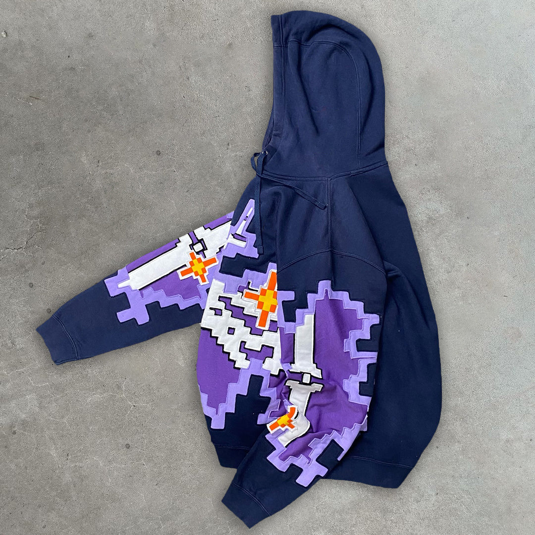 Pixel Skull Casual Street Hoodie