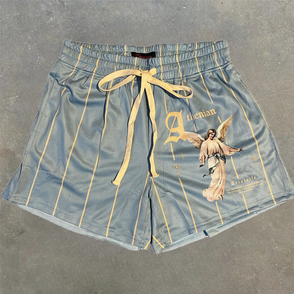 angel stripe stretch shorts