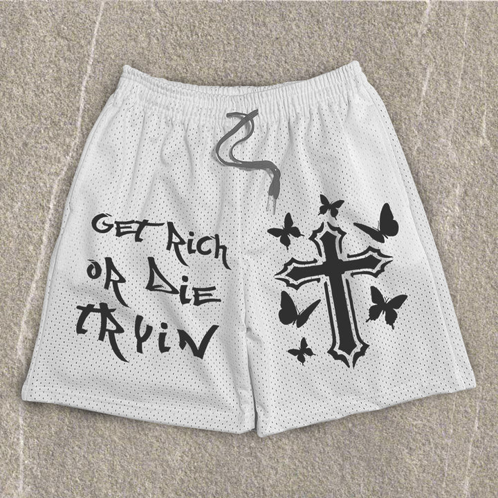 God Redeems Print Mesh Shorts