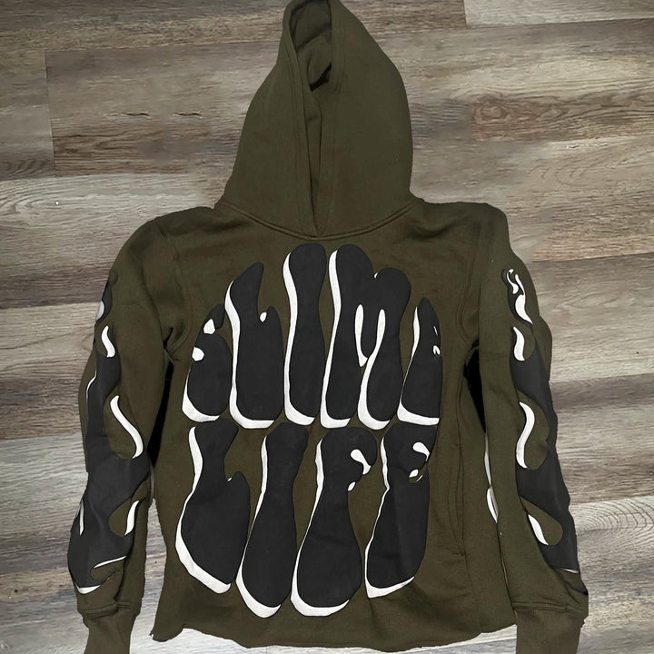 Letter Slime Life Print Long Sleeve Hoodies