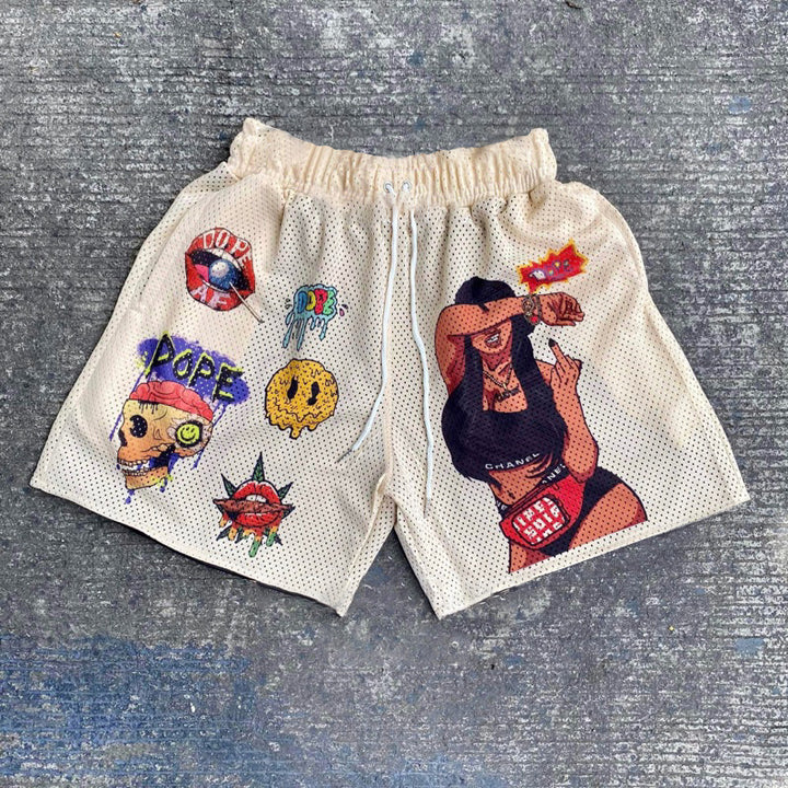 Fashionable and personalized college style printed shorts