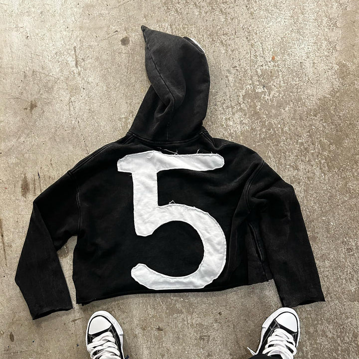 Casual Streetwear Retro Patched Hoodie