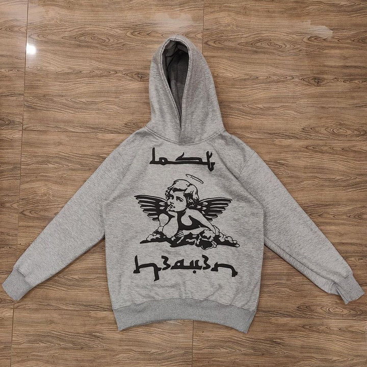 Angel & Letter Print Long Sleeve Hoodies