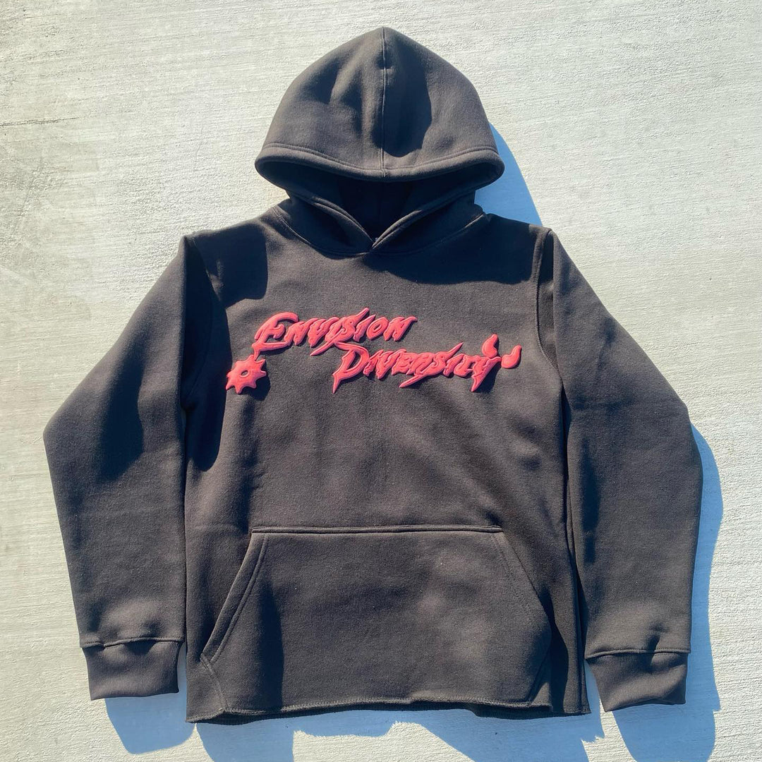 Puff printing devil street hoodie