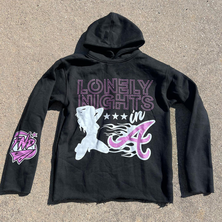 Lonely nights printed casual street hoodie