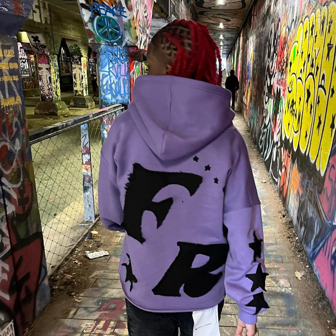 Casual Streetwear Patched Zip Hoodie