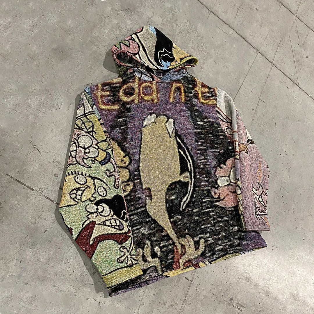 Cartoon Hip Hop Retro Tapestry Hoodie