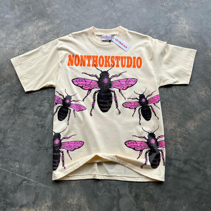 Casual personalized bee print T-shirt