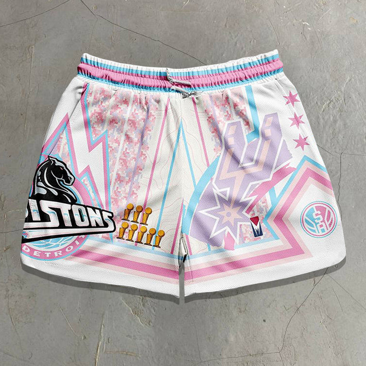 Casual Street Basketball Spurs Mesh Shorts