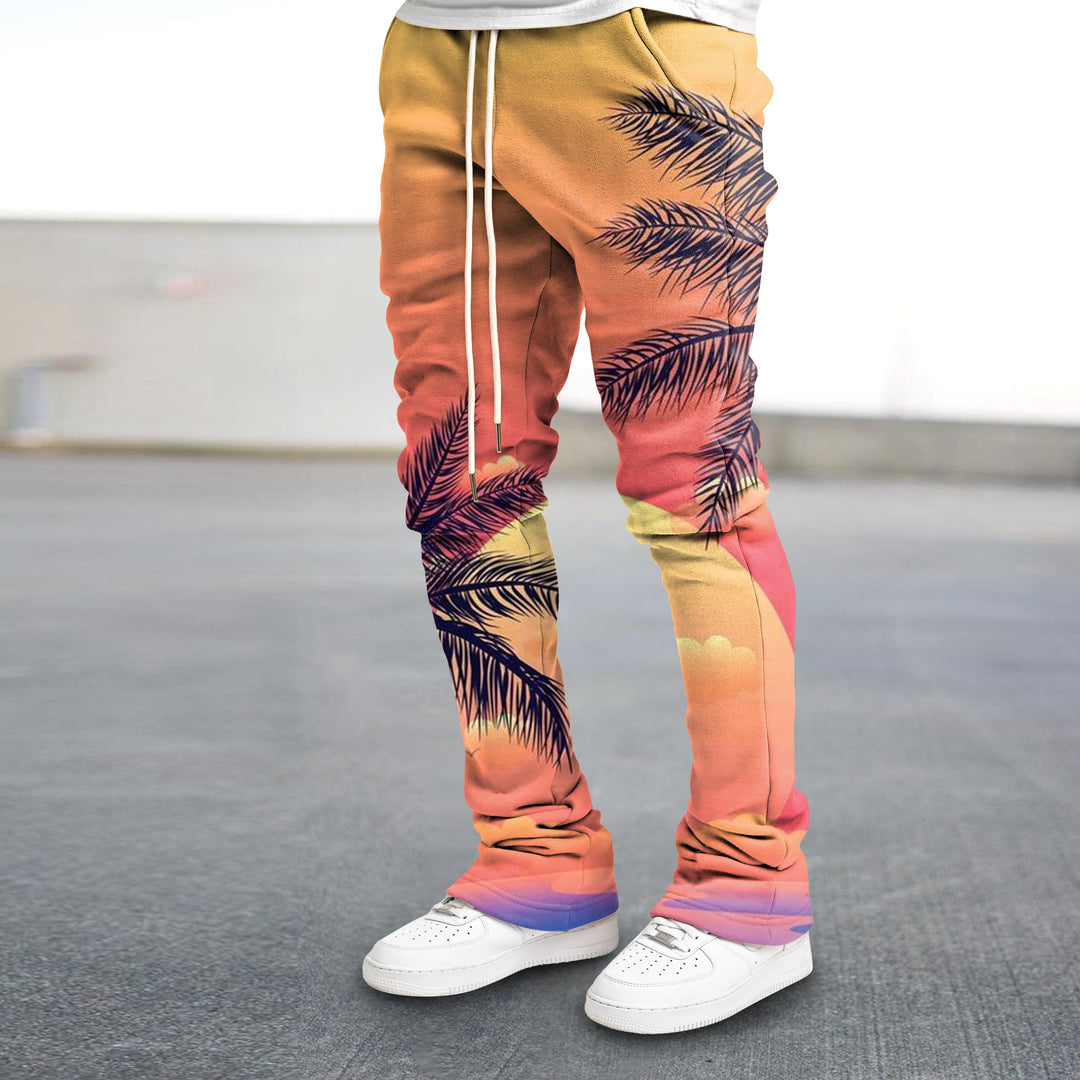 Retro trendy brand coconut tree hip-hop trousers