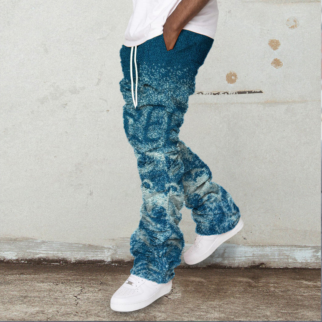 Vintage polar fleece printed street trousers