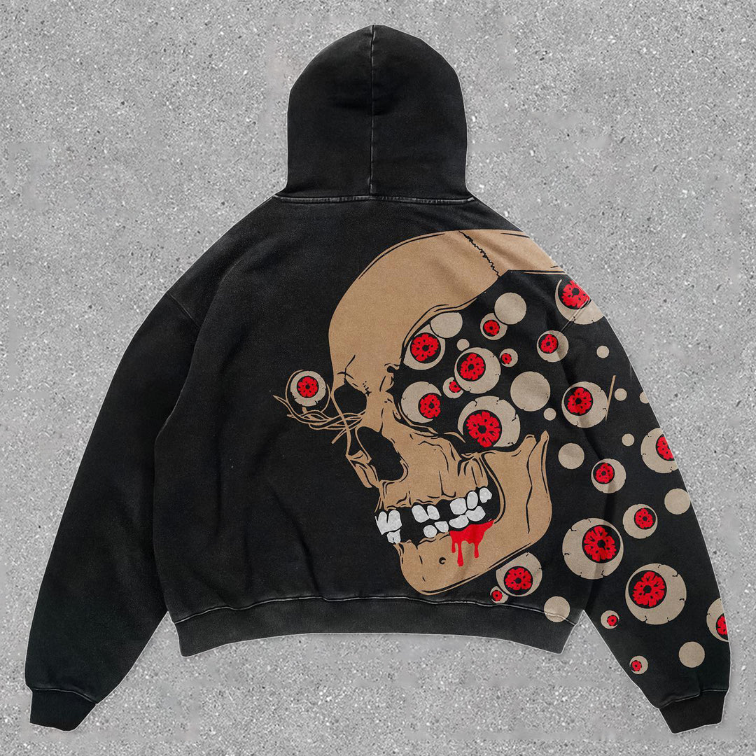 Trendy Skull Print Hoodie