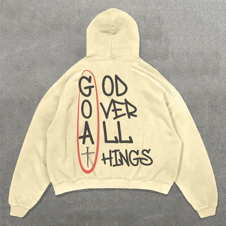 God Over All Things Print Long Sleeve Hoodies