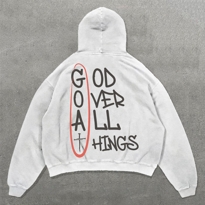 God Over All Things Print Long Sleeve Hoodies