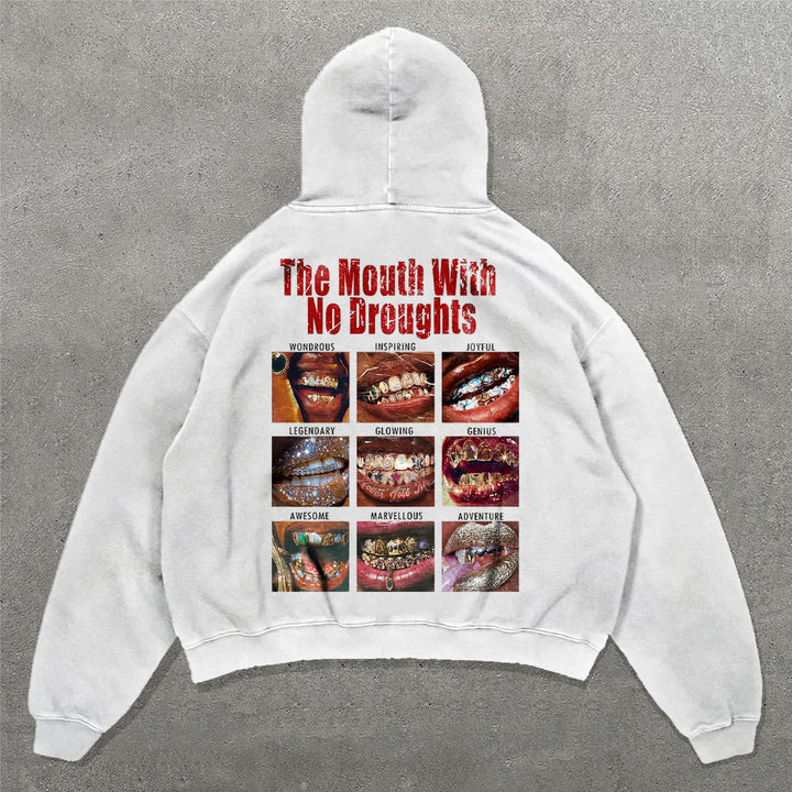 The Mouth With No Droughts Print Long Sleeve Hoodies