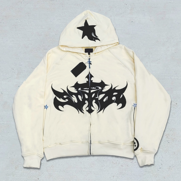 Statement Street Style Print Zip-Up Hoodie