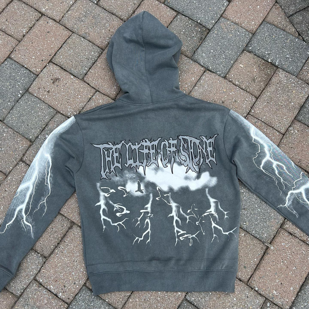 Medusa lightning print casual street cotton hoodie