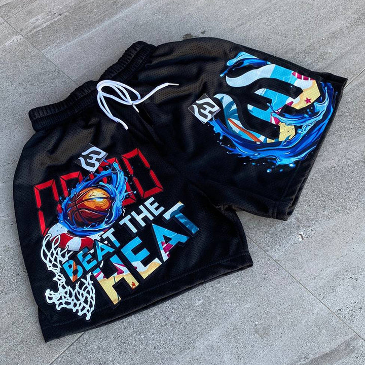 Street Basketball Print Mesh Shorts