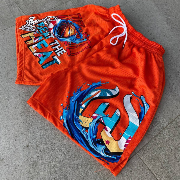 Street Basketball Print Mesh Shorts