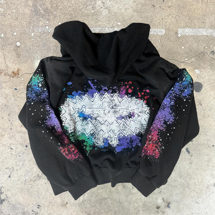 Starry Casual Street Style Zip-Up Hoodie