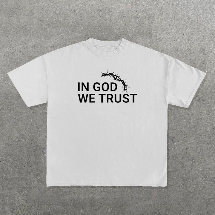 In God We Trust Jesus Print Short Sleeve T-Shirt