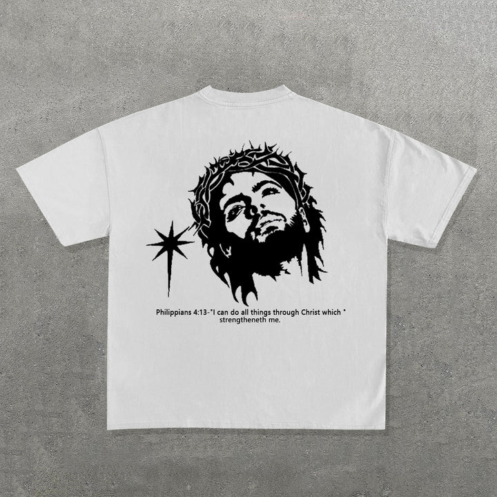 In God We Trust Jesus Print Short Sleeve T-Shirt