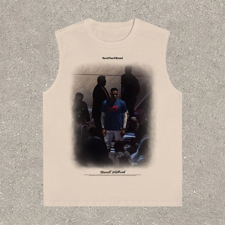 Highly anticipated casual street basketball print tank top