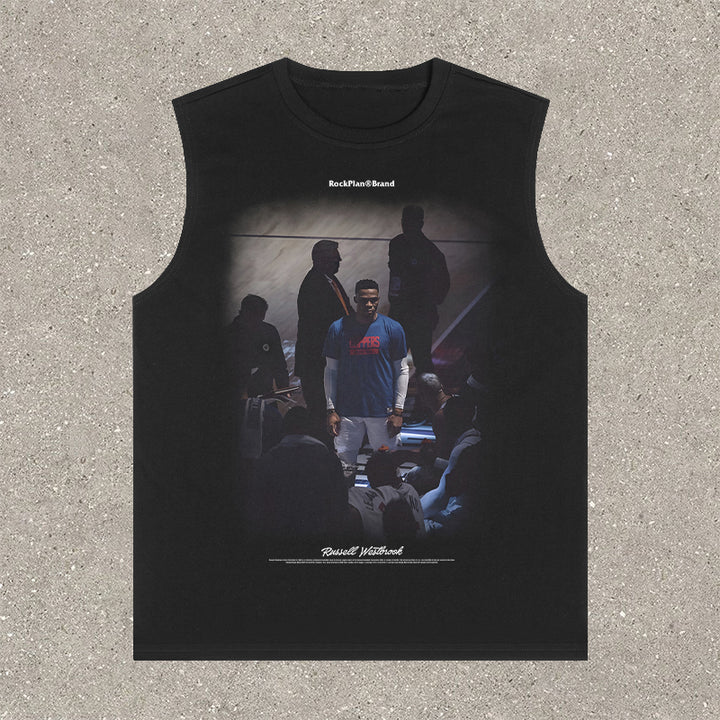 Highly anticipated casual street basketball print tank top