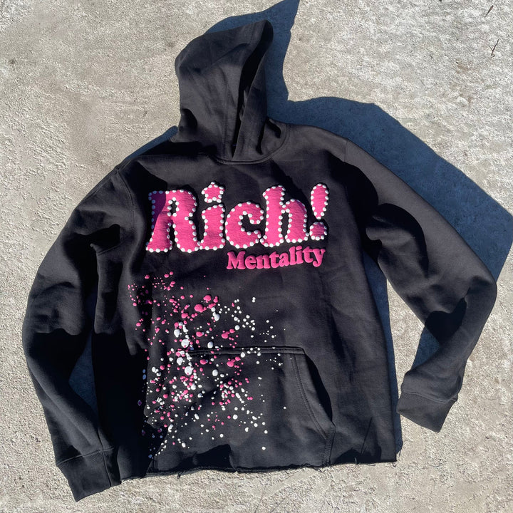 Rich Mentality Print Hoodie Sweatpants Two Piece Set