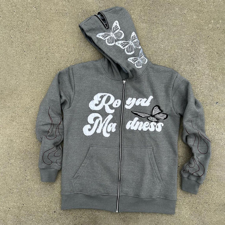 Retro hip hop trendy zipper hoodie