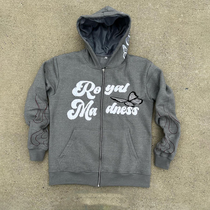 Retro hip hop trendy zipper hoodie