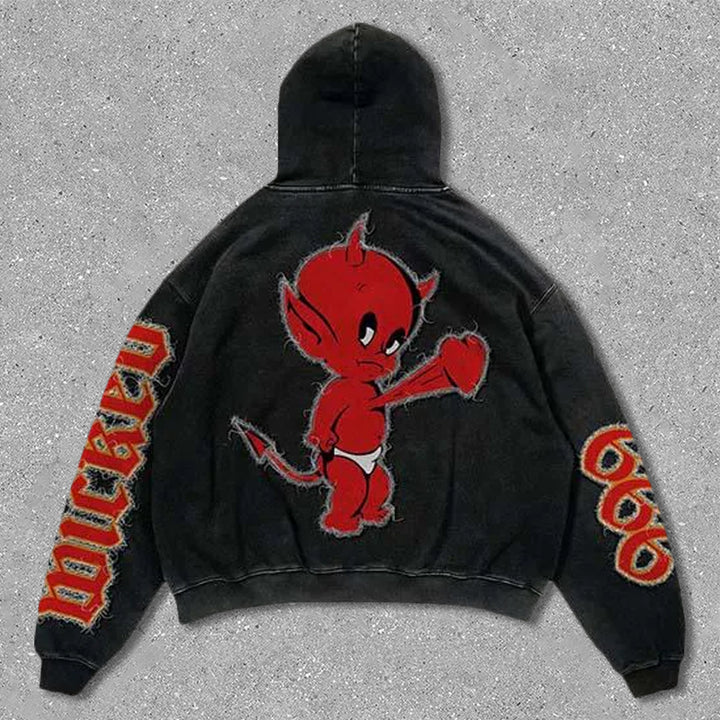 Devil print hoodie