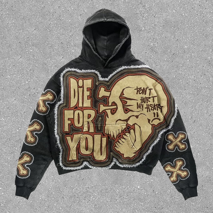 Stylish Retro Skull Print Hoodie