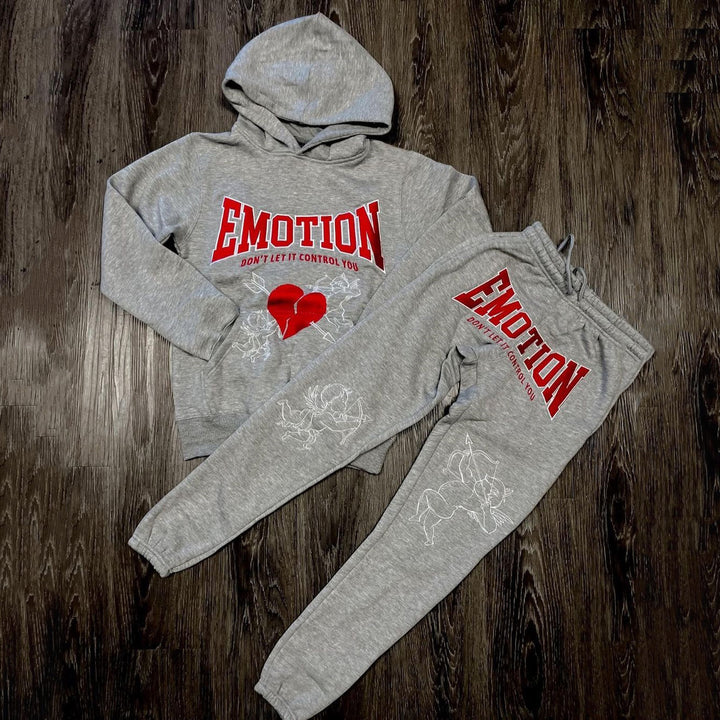 Emotion Print Hoodie Sweatpants Two Piece Set