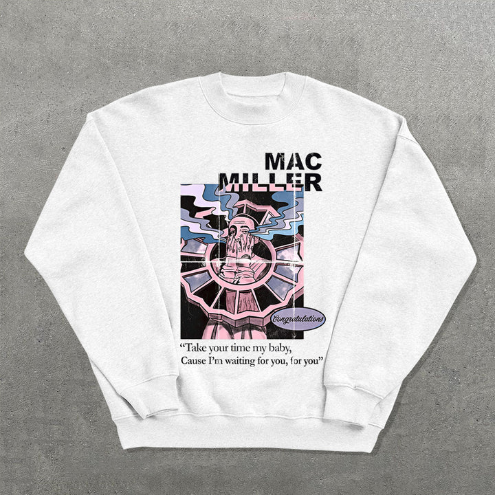 Casual Printed Crew Neck Sweatshirt