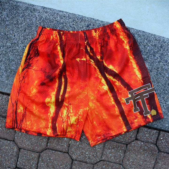 Flame Casual Street Beach Vacation Mesh Shorts