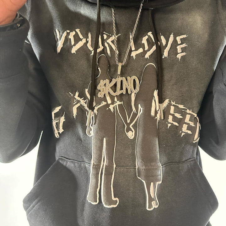 Love casual street printed cotton hoodie