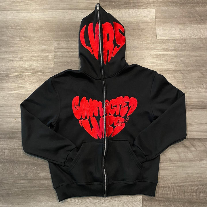 Fashion statement full zip print hoodie