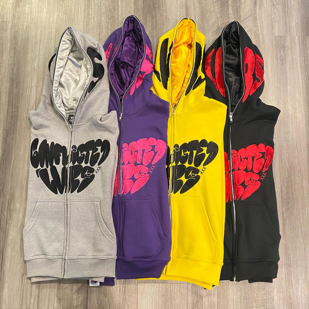 Fashion statement full zip print hoodie