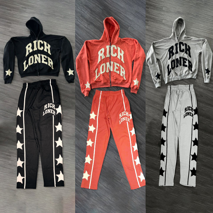 Hip Hop Retro Zip Hoodie Pants Suit