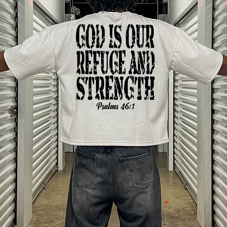 Casual God Is Our Refuge And Strength Print Short Sleeve T-Shirt