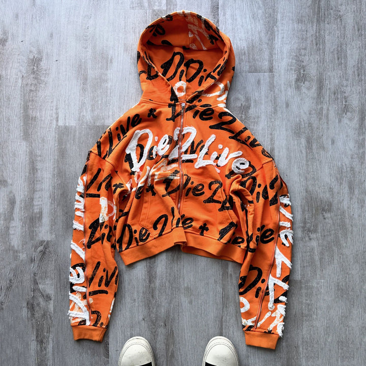 Dead and Live Casual Street Graffiti Zip-Up Hoodie