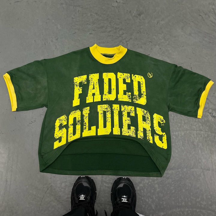 Faded Soldiers Contrast Color Print Short Sleeve T-shirt