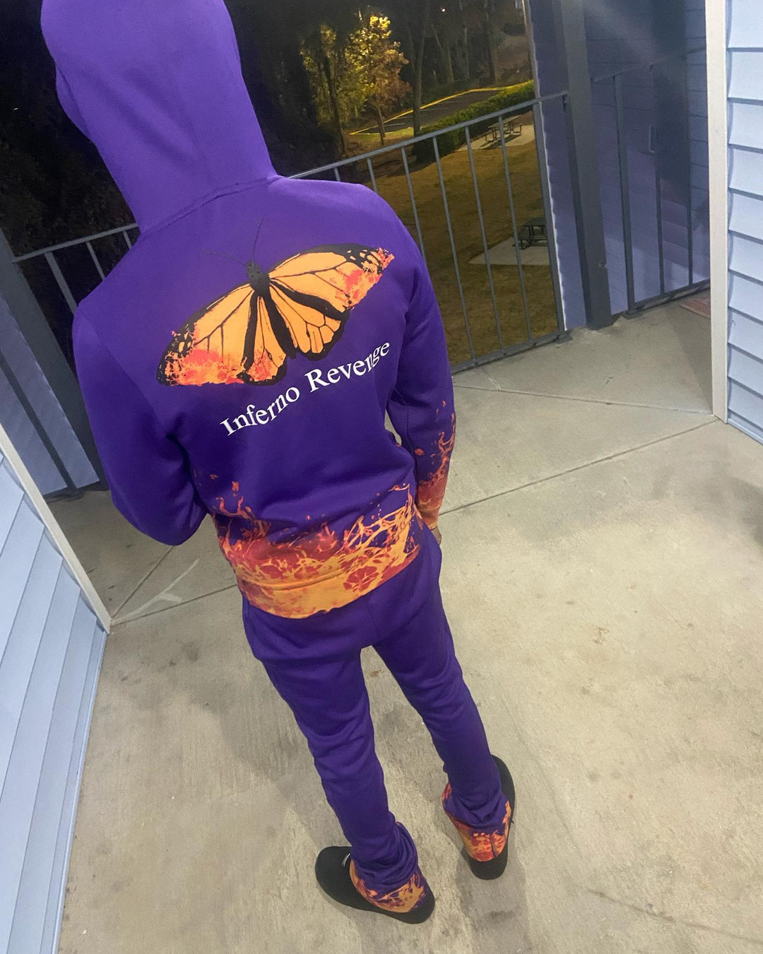 Stylish Flame Butterfly Hoodie Set