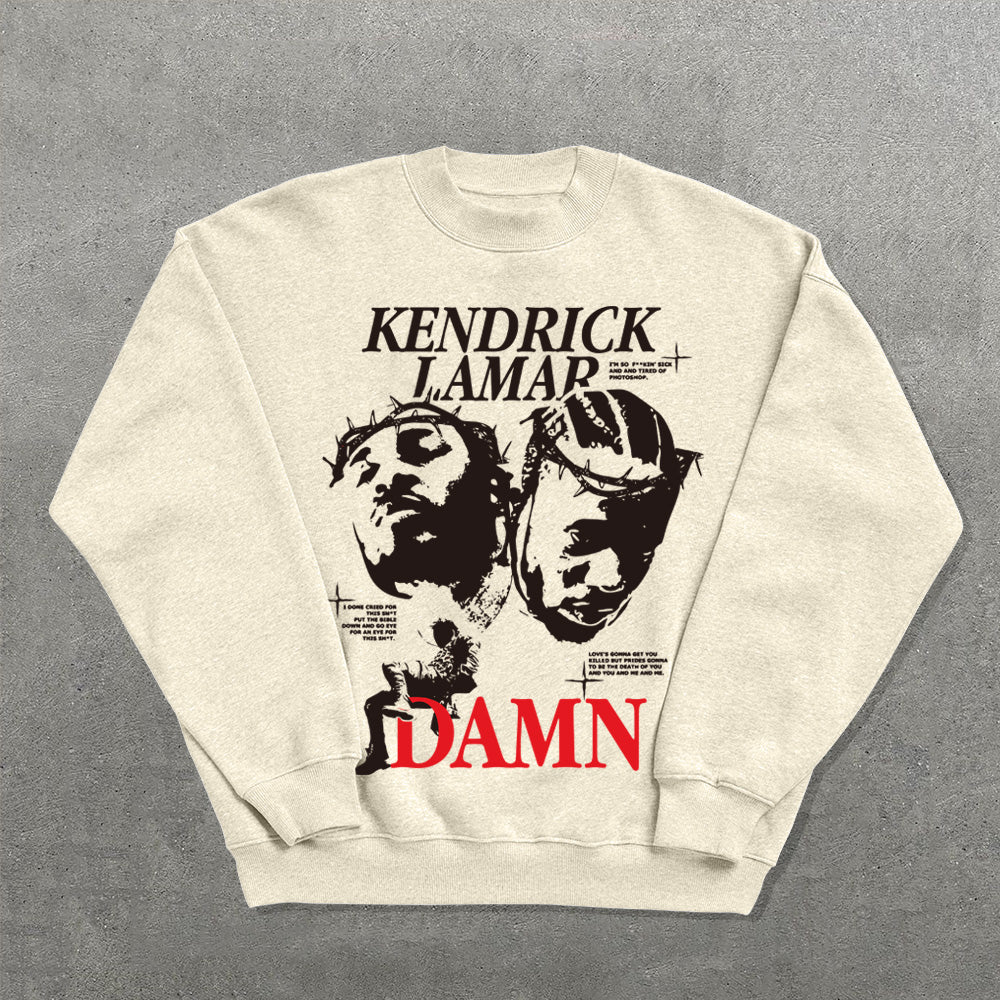 Casual Damn Printed Crew Neck Sweatshirt